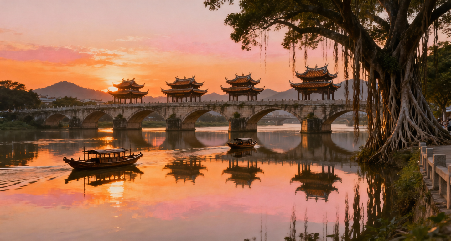 潮汕风景 — 广济桥日落